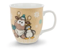 Nici Verkaufsgeschäft 14 Nici 44149 Tasse Rentier Reny Heart Kaffeetasse Gold 9,5x10cm Winter Glamour