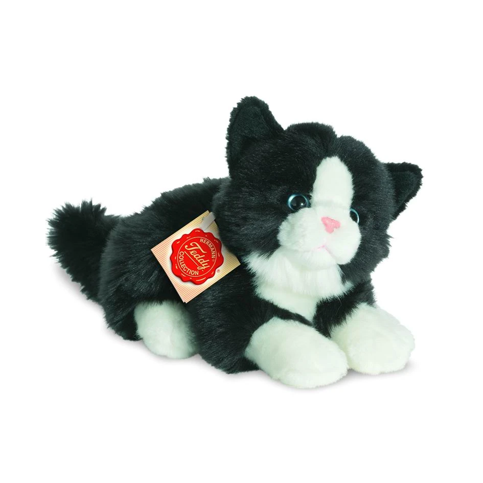 Teddy Hermann 90689 Katze Liegend Schwarz / Weiß Ca. 20cm Plüsch 1 Teddy Hermann 90689 Katze Liegend Schwarz / Weiß Ca. 20cm Plüsch